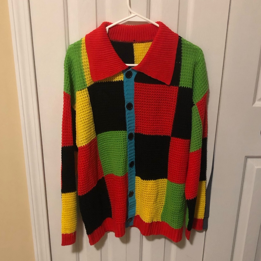 Harry Styles Inspired Rainbow Knit Cardigan